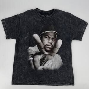 Ice Cube Graphic T Shirt Acid Wash Black Rap Tee Men’s Large